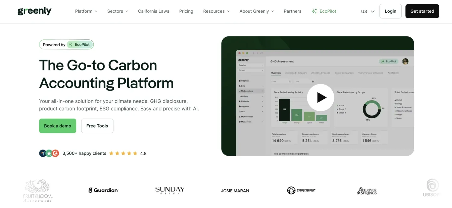 Screenshot of Greenly platform