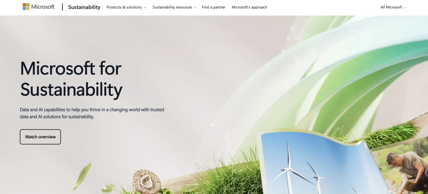 Screenshot of Microsoft sustainability platform