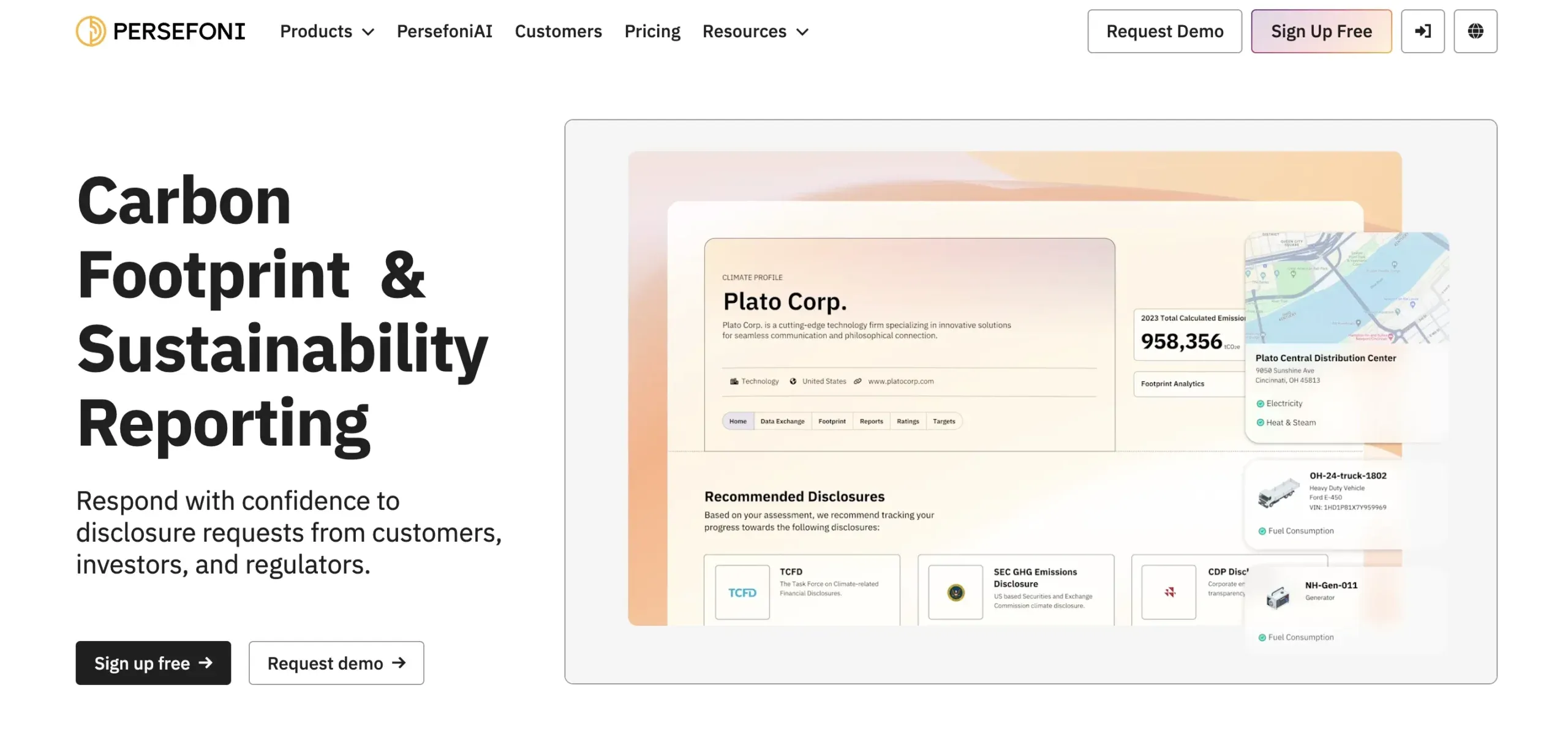 Screenshot of the Persefoni platform